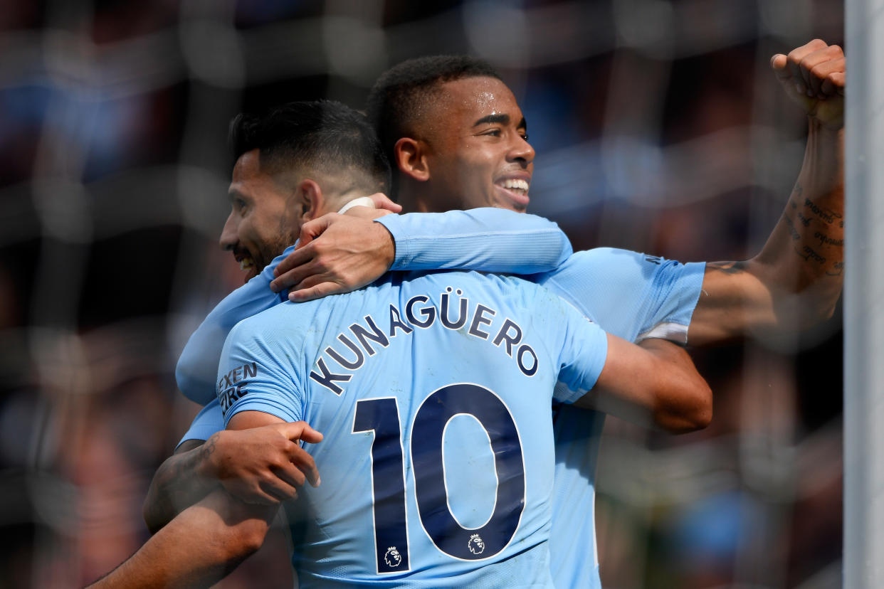 The strike partnership between Sergio Aguero and Gabriel Jesus is developing every week. (Getty)