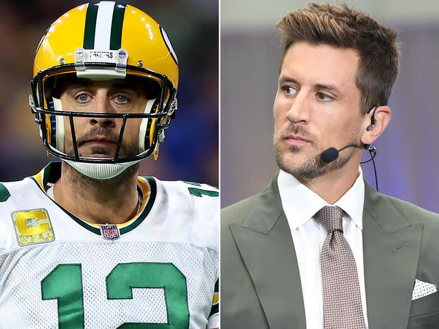 <p>Rey Del Rio/Getty ; Jeffrey Vest/Icon Sportswire/Getty</p> Aaron Rodgers in the first half of a game against the Detroit Lions at Ford Field on November 06, 2022 in Detroit, Michigan. ; Jordan Rodgers during the SEC Football Kickoff Media Days on July 18, 2022, at the College Football Hall of Fame in Atlanta, GA.