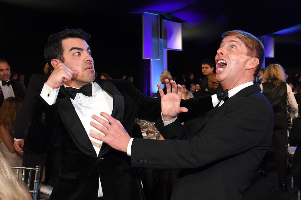 Joe Jonas and Jack McBrayer staged a fight worthy of an award for outstanding stunt coordination. 