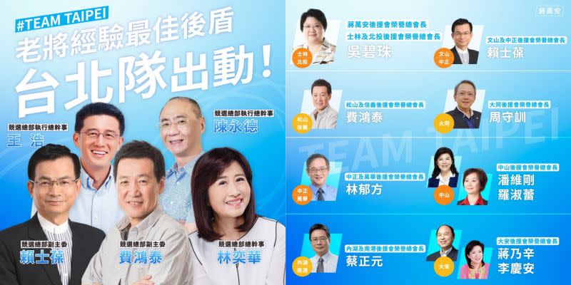 ▲國民黨台北市長參選人蔣萬安25日公布新一波競選團隊人選名單，許多資深前立委老將入列。（圖／蔣萬安辦公室提供）