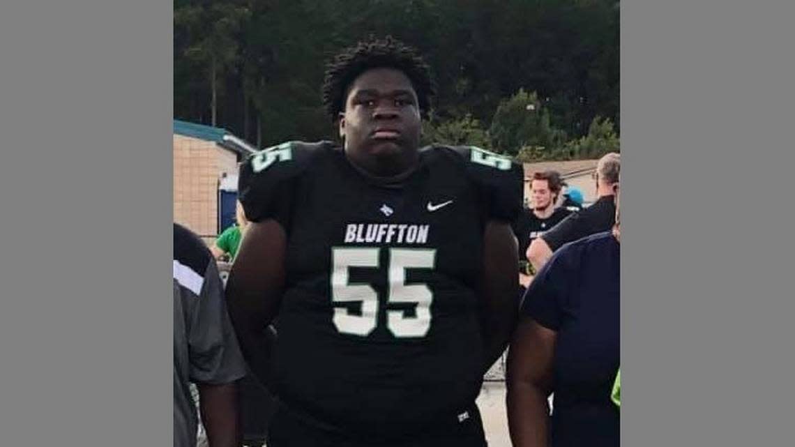 Dwon “DJ” Fields Jr. was a defensive lineman for Bluffton High School’s varsity football team. He’s pictured here at the team’s Senior Night.