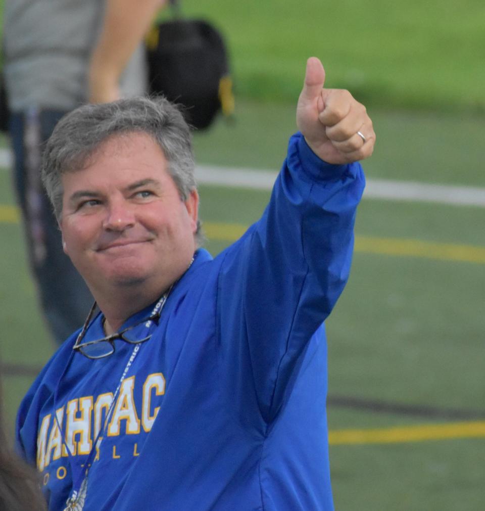 Mahopac School Board President Michael Mongon at the Mahopac High football game on Sept. 24, 2021.