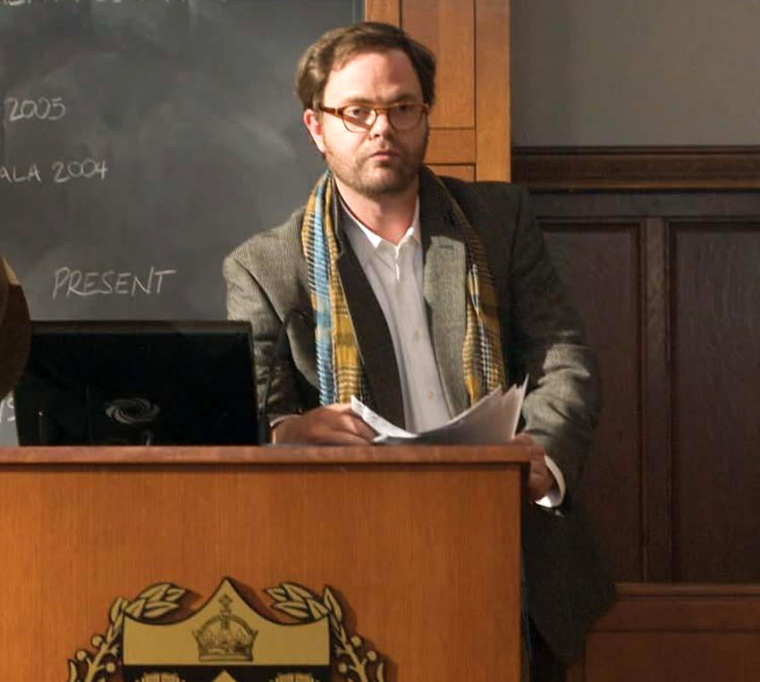 <p>At the height of his <i>Office</i> fame, Rainn Wilson appeared as a rock star-like Astronomy 101 professor who openly flirts with the comely co-eds in his class and loftily compares himself to Albert Einstein. This is the guy Dwight Schrute <i>wishes</i> he could be. (Photo: Paramount)<br></p>