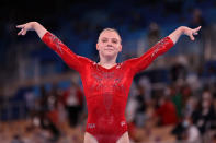 <p>Jade Care is a 21 year old gymnast from Phoenix, AZ who is competing in the all-around competition in place of Simone Biles. This is her first Olympics. </p> 
