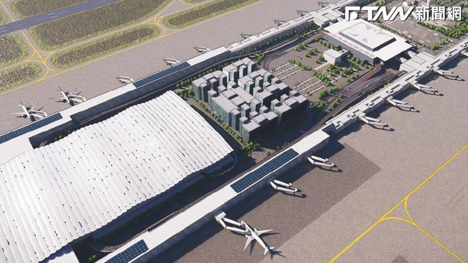 桃園國際機場第三航廈旅客運輸系統(PMS)工程場區模擬圖。
