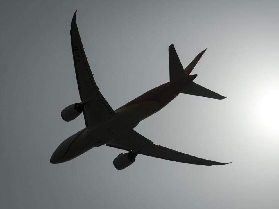  A plane takes off from Vancouver International Airport in Richmond, B.C.