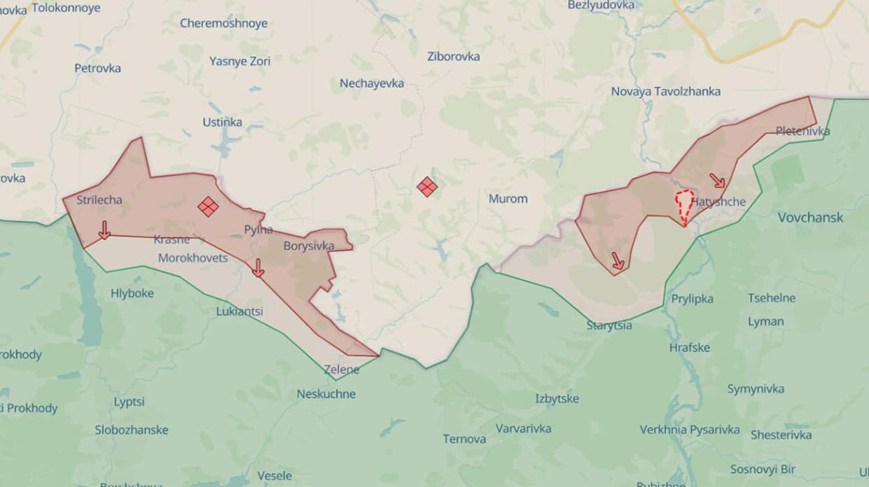 Ohirtseve, marked by a red dashed line. Map: DeepState