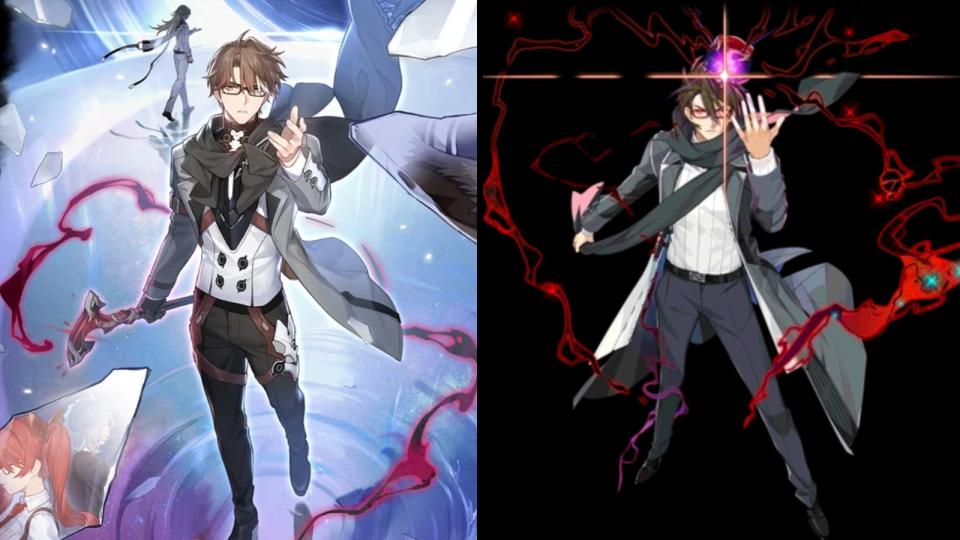 Welt Yang as he appears in Honkai: Star Rail (left) and Honkai Impact 3rd (right). (Photos: HoYoverse)