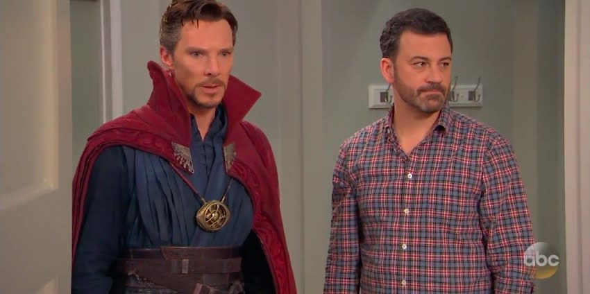 Jimmy Kimmel “hires” Doctor Strange for a children’s b-day party, and Happy Friday