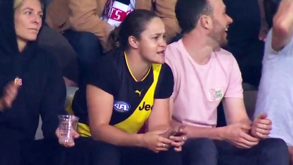 Ash Barty, pictured here at a Richmond Tigers game in the AFL finals.