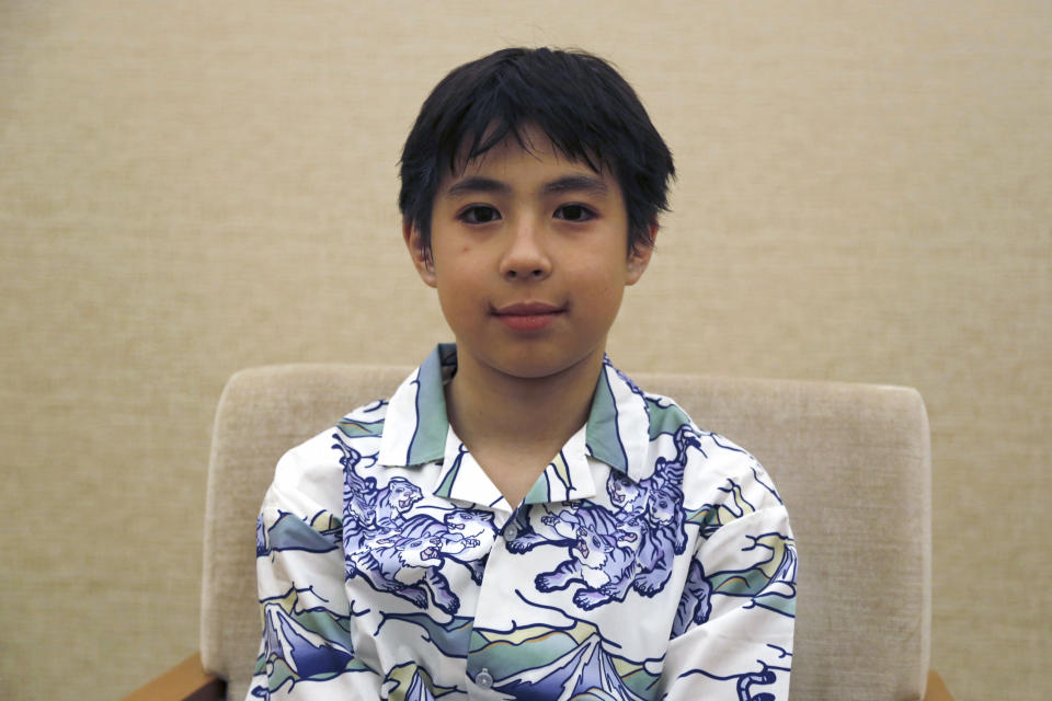 Maholo Onoe poses during an interview at the Kabuki Theater in Tokyo, on May 18, 2023. He is one of the biggest emerging stars in Japan’s 420 year-old Kabuki theater. (AP Photo/Yuri Kageyama)