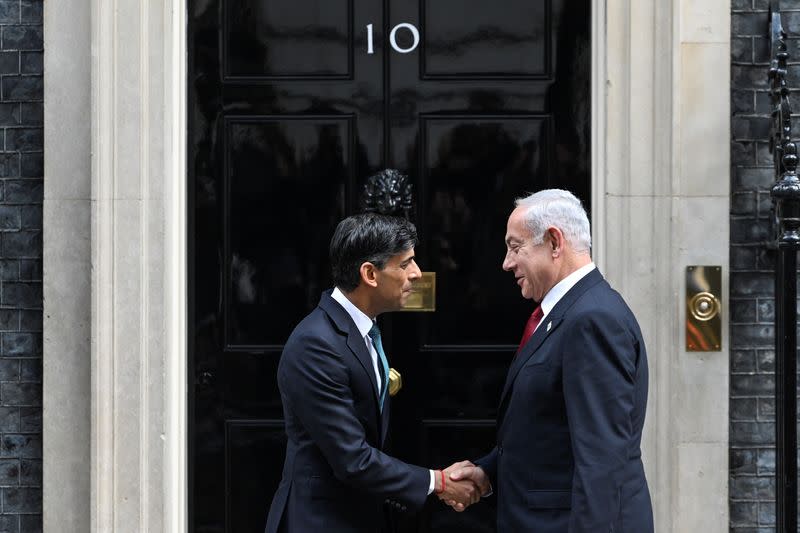 British PM Rishi Sunak meets Israeli PM Benjamin Netanyahu in London