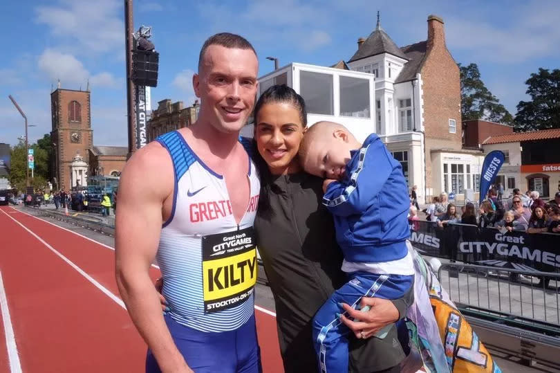 Richard Kilty with his wife Dovile Dzindzaletaite and their son
