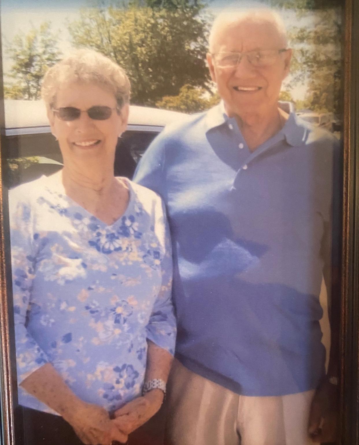 Kay Andrews, pictured with her husband, Harry, was killed by a FedEx vehicle last week.