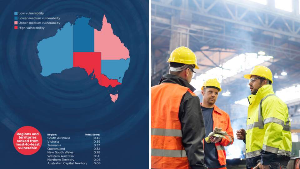 South Australia and Victoria will be most vulnerable to 'robotisation'. (Source: Oxford Economics, Getty)