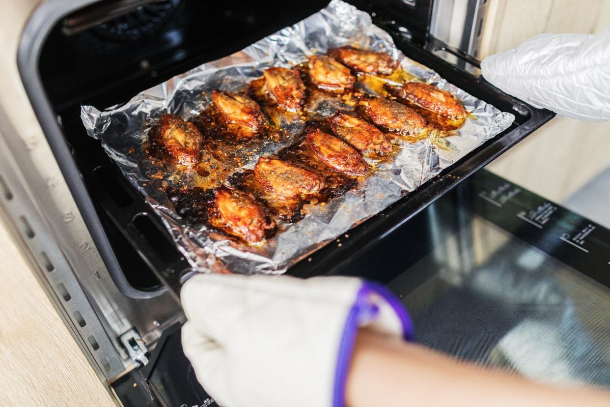 Grill chicken wings.