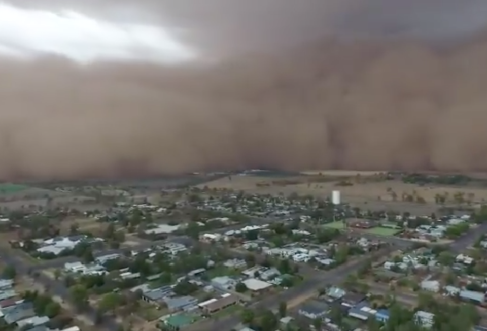 Narromine homes were engulfed by a dust storm.