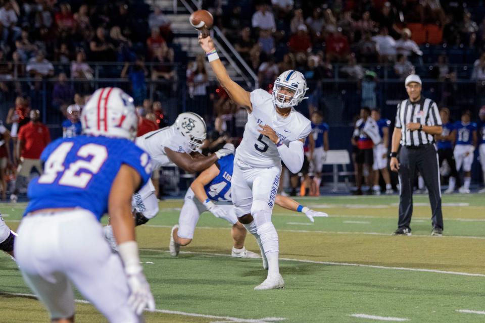 DJ Uiagalelei throws a pass during a St. John Bosco game. (Courtesy Louis Lopez/St. John Bosco High School)