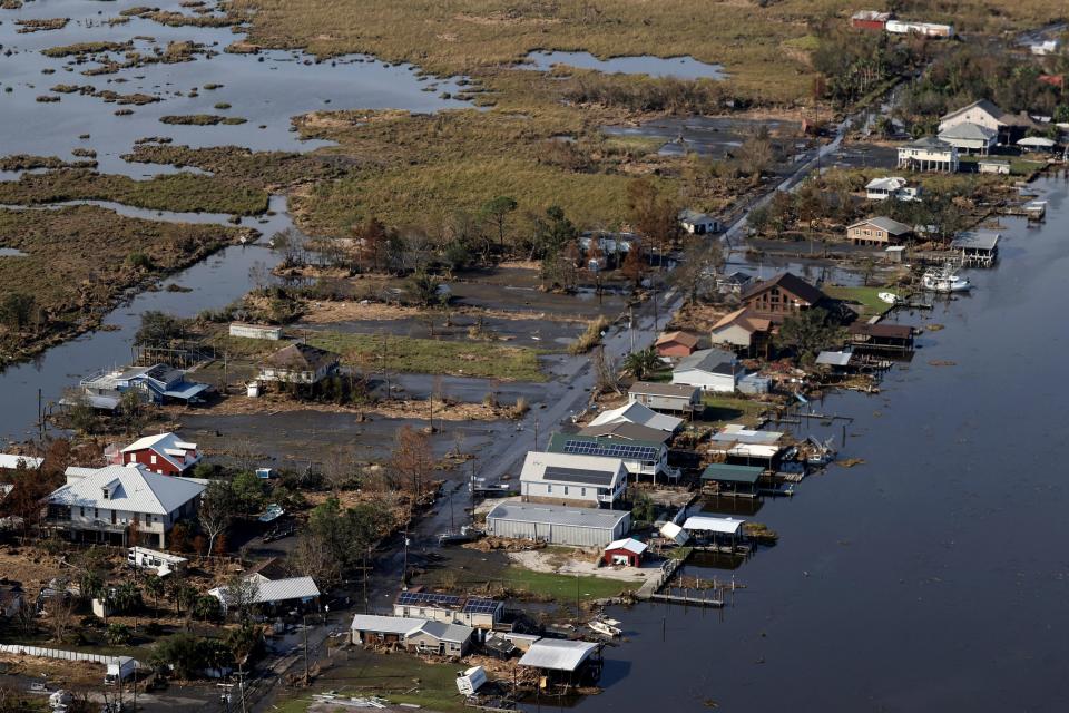 A view of flood-damaged buildings in Louisiana.