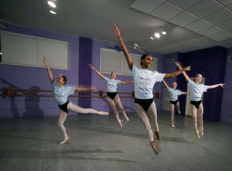 Student dancers execute choreography in a rehearsal for Volusia CIvic Ballet's production of "The Nutcracker" to be presented Saturday and Sunday at Peabody Auditorium in Daytona Beach. The performances will feature a cast of 90 student dancers representing two dozen dance studios throughout Central Florida.