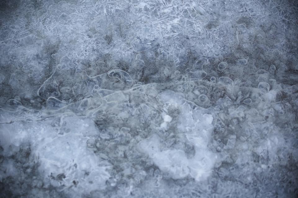 Ice forms on the surface on the surface of water on Wednesday, Jan.5, 2022, at the 40th Street Pond in the William P. Thompson Park.