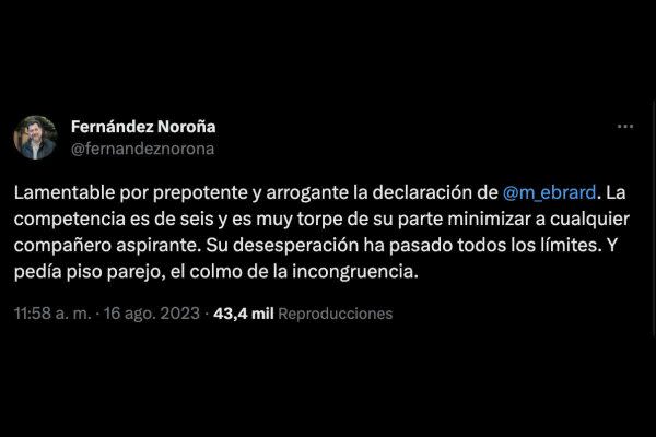 Respuesta de Fernández Noroña a declaraciones de Marcelo Ebrard