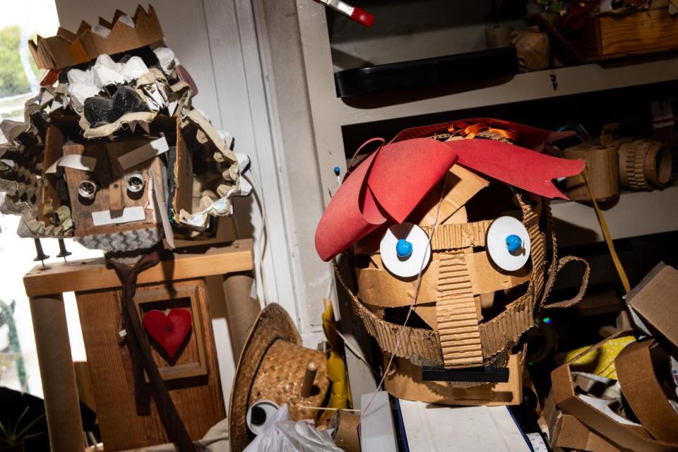 Large masks and characters made at the reDiscover Center