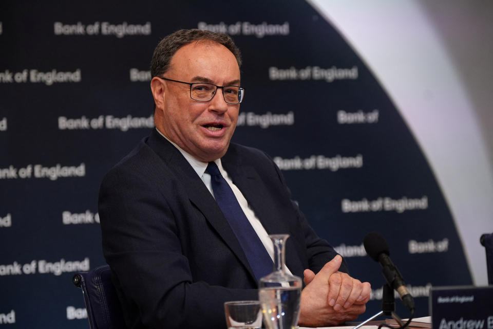 Andrew Bailey, Governor of the Bank of England, attends the Bank of England Monetary Policy Report Press Conference, at the Bank of England, London, Britain, February 2, 2023. Yui Mok/Pool via REUTERS