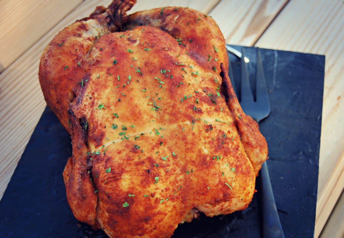 <p>Krista Marshall</p><p>Skip the Thanksgiving turkey and try this no-fail roasted chicken this Thanksgiving.</p><p><strong>Get the recipe: <a href="/943197/kristamarshall/easy-oven-roasted-chicken-recipe/" data-ylk="slk:No-Fail Roasted Chicken;elm:context_link;itc:0;sec:content-canvas" class="link rapid-noclick-resp">No-Fail Roasted Chicken</a></strong></p>