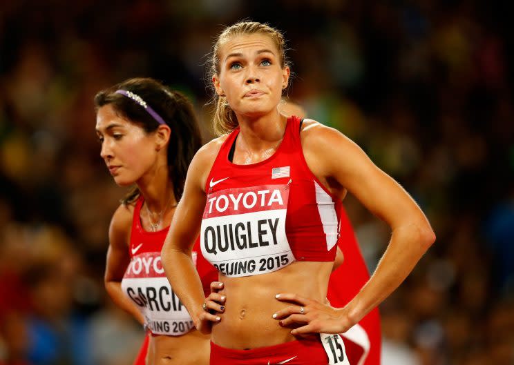 Colleen Quigley of the United States looks on after competing in the Women's 3000 metres steeplechase final during day five of the 15th IAAF World Athletics Championships Beijing 2015 at Beijing National Stadium on August 26, 2015 in Beijing, China. (Getty)