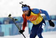Biathlon - Pyeongchang 2018 Winter Olympics - Men's 4x7.5 km Relay Final - Alpensia Biathlon Centre - Pyeongchang, South Korea - February 23, 2018 - Martin Fourcade of France competes. REUTERS/Murad Sezer
