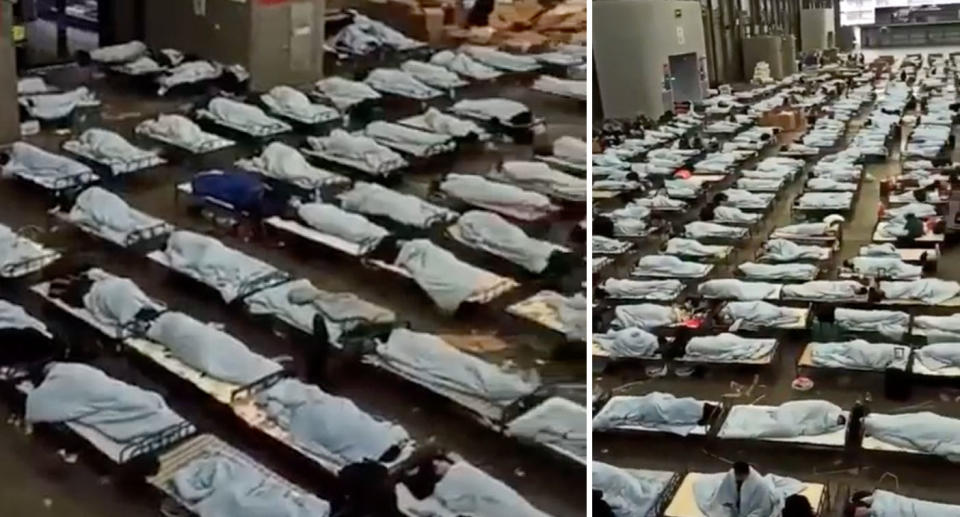 Video of a convention centre filled with Covid patients has circulated online. Source: Douyin 