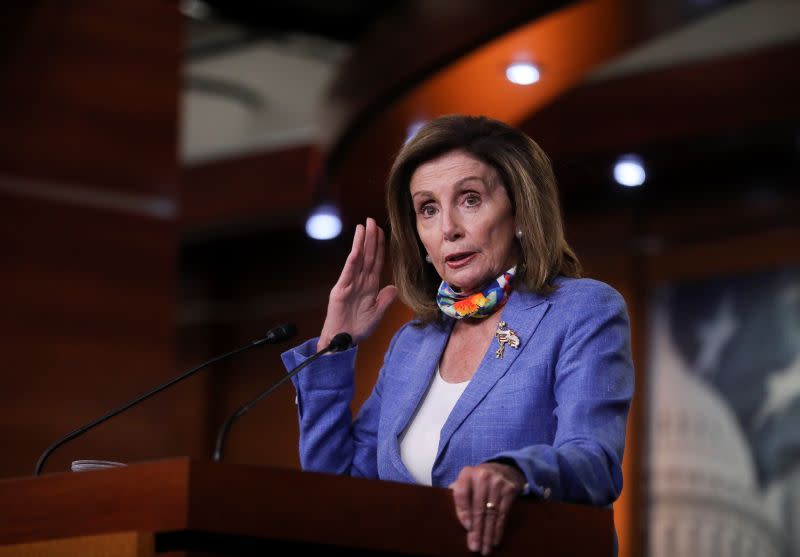 U.S. House Speaker Nancy Pelosi briefs reporters during weekly news conference on Capitol Hill in Washington