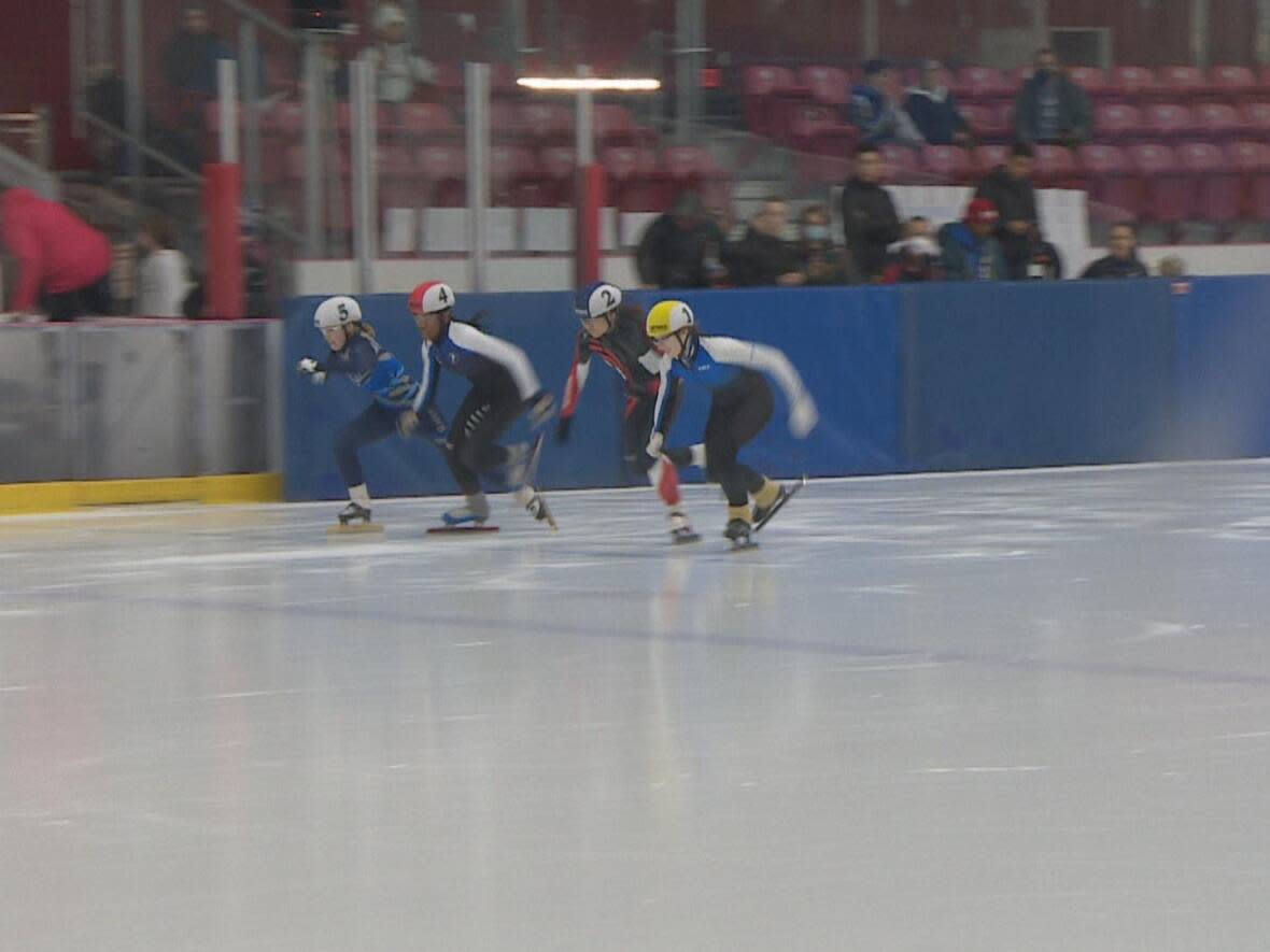 The Toronto Speed Skating Club says they're worried about possible renovations to the one of the only Olympic-sized ice rinks in Toronto that will jeopardize their ability to train. (Spencer Gallichan-Lowe/CBC - image credit)