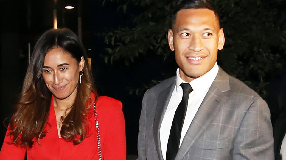 Maria and Israel Folau, pictured here leaving Federal Court after talks with Rugby Australia in December.