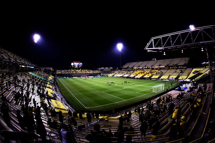 COLUMBUS, OHIO – DECEMBER 12: A general view as players warm up prior to the MLS Cup Final between the Columbus Crew and the Seattle Sounders at MAPFRE Stadium on December 12, 2020 in Columbus, Ohio. (Photo by Emilee Chinn/Getty Images)