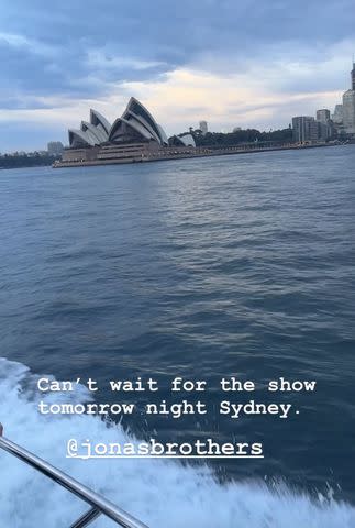 <p>Nick Jonas/Instagram</p> Nick Jonas and The Jonas Brothers' Instagram account also shared a similar view of the Opera House