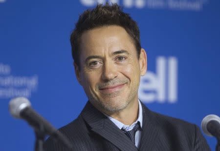 Cast member Robert Downey Jr. attends a news conference promoting the film "The Judge" at the Toronto International Film Festival (TIFF) September 5, 2014. REUTERS/Fred Thornhill