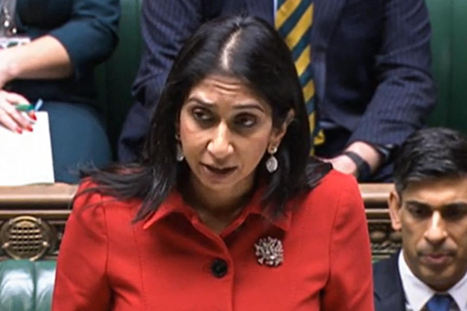 Home Secretary Suella Braverman unveiling the controversial plan in the Commons on Tuesday (PRU/AFP via Getty Images)