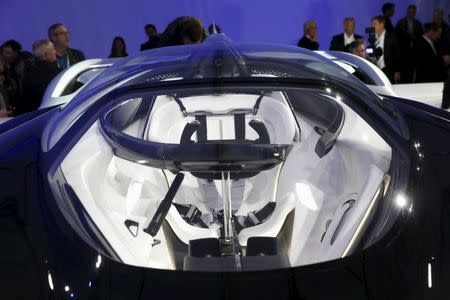 The cockpit of the Faraday Future FFZERO1 electric concept car is pictured after an unveiling at a news conference in Las Vegas, Nevada January 4, 2016. REUTERS/Steve Marcus