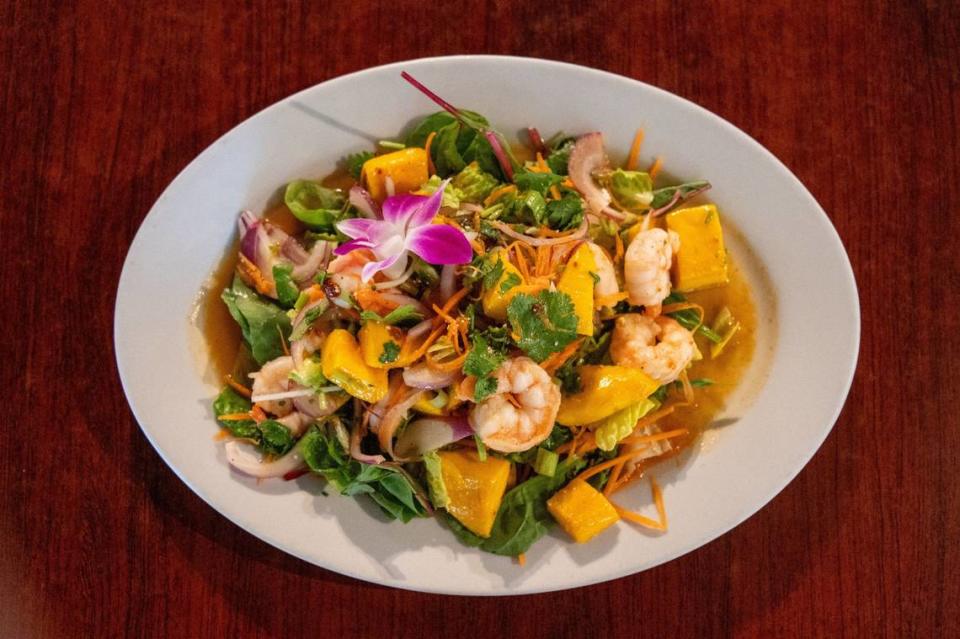 Mango shrimp salad is ready to serve at Coconut on T Street in Sacramento earlier this month.