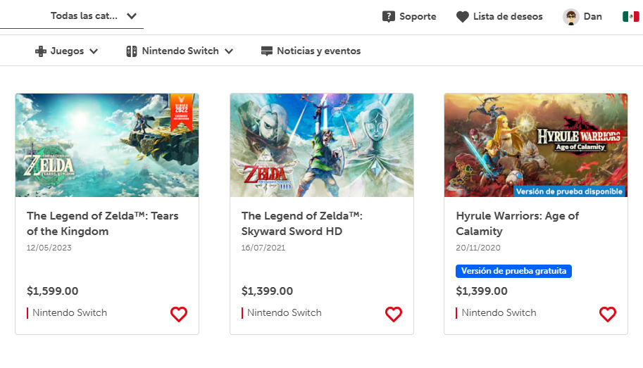 Los juegos principales de la tienda mantienen sus precios altos