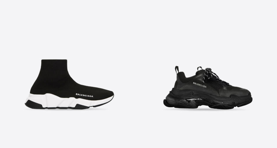 （左）當時人腳一雙的Speed Trainer、（右）隔年推出，並掀起老爹鞋風潮的Triple S
source:BALENCIAGA