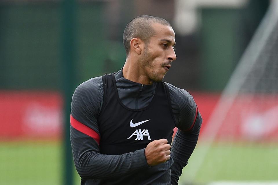 Will Thiago Alcantara be fit enough to play some part against the Danish champions at Anfield on Tuesday? (Liverpool FC via Getty Images)