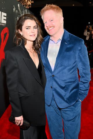 <p>Michael Buckner/Variety via Getty</p> Keri Russell and Jesse Tyler Ferguson at the 'Cocaine Bear' premiere in 2023