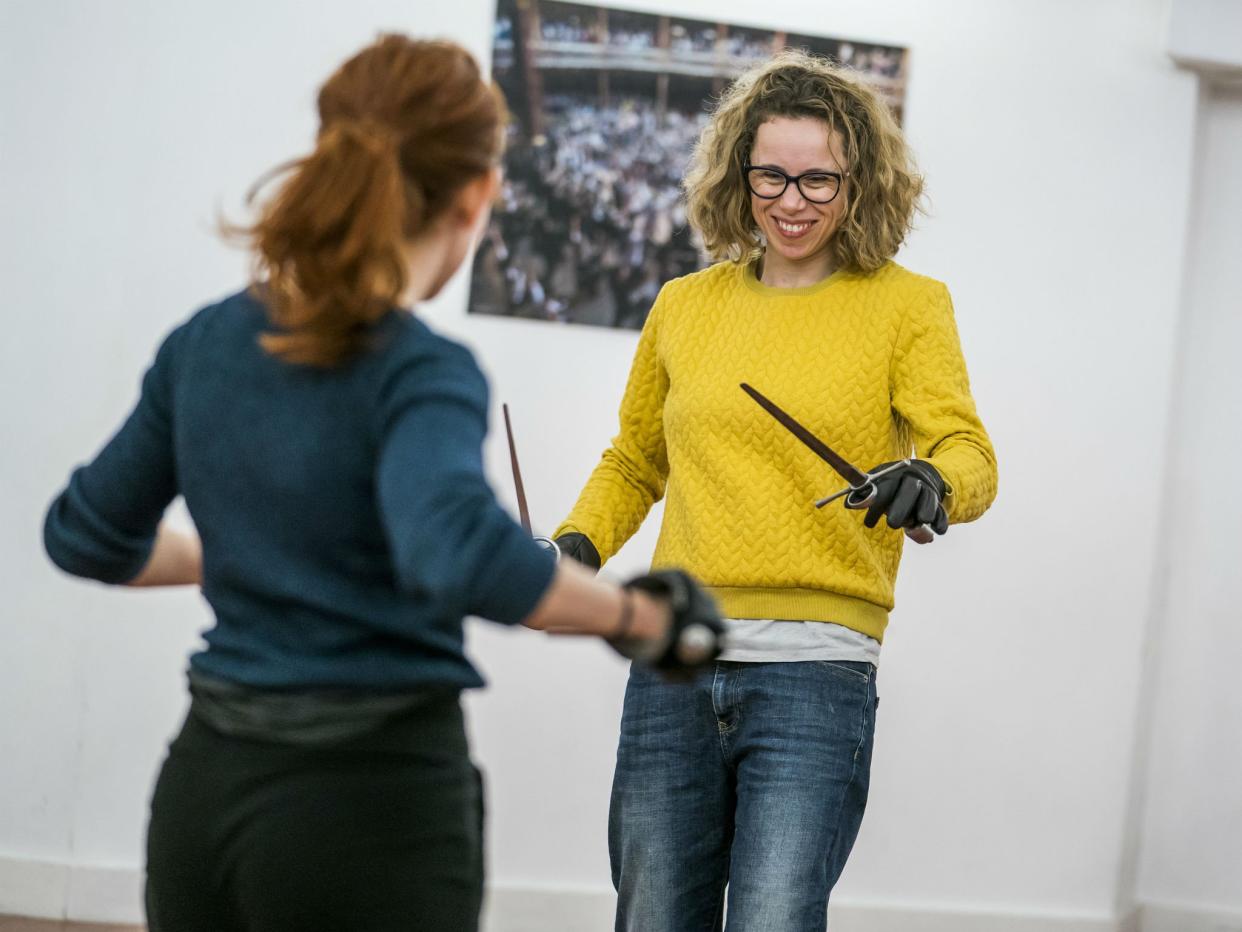 Michelle Terry rehearses 'Hamlet': Tristram Kenton