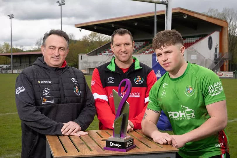 Llandovery coach Euros Evans, Adam Warren and Macs Page -Credit:Gareth Everett/Huw Evans Agency