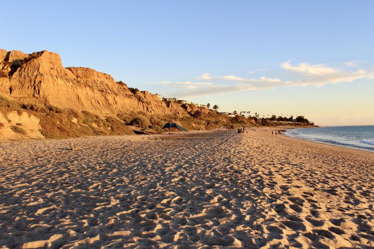 coastal cliffs,scenic view of beach against sky,san clemente state beach,united states,usa