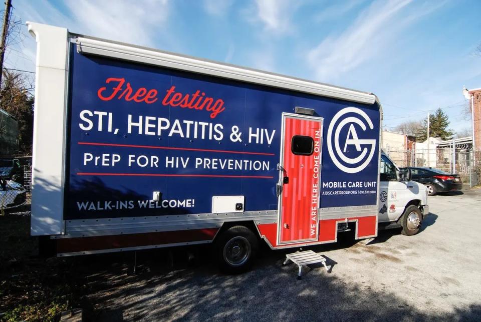 An HIV/STI testing and treatment van in Philadelphia, PA, on Dec. 14, 2022.