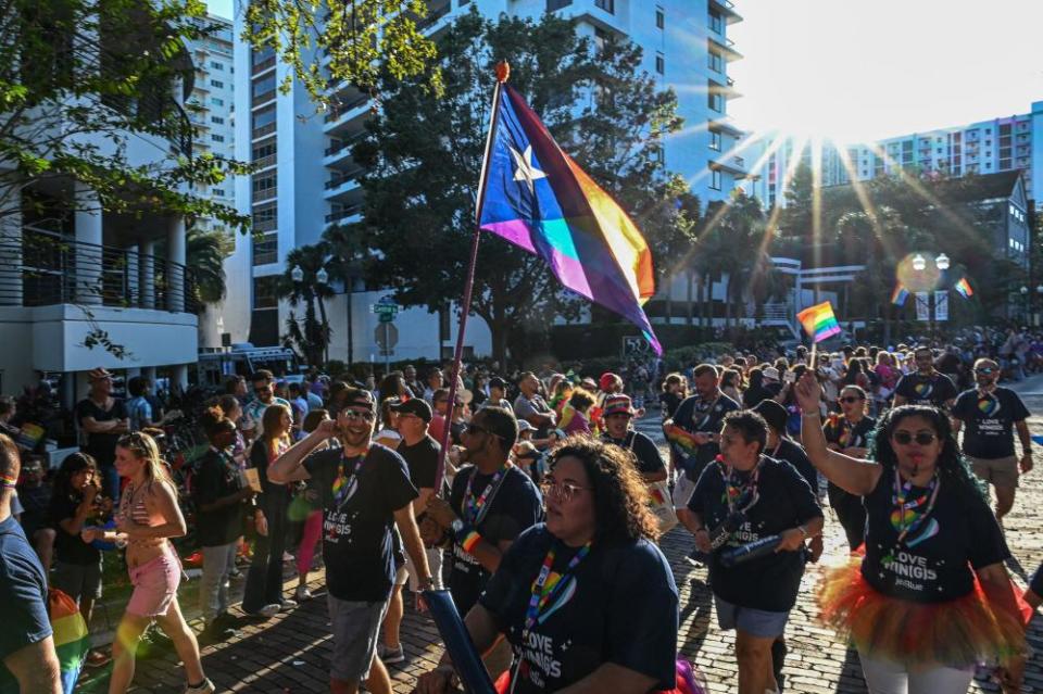 crowd marches